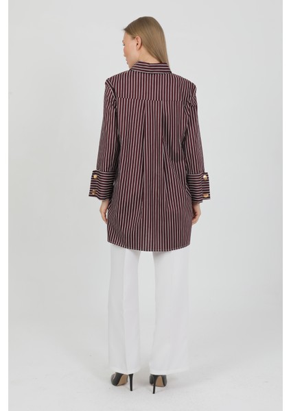 Geniş Manşetli %96 Pamuk Esnek Poplin Uzun Tunik Kadın Gömlek 1160 fırsatları