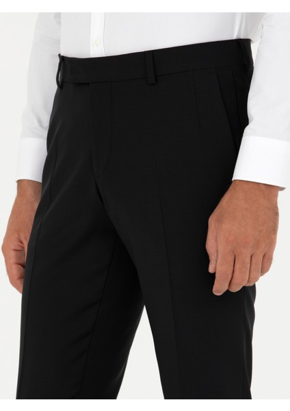 Erkek Siyah Slim Fit Yün Karışımlı Kumaş Pantolon 50277428-VR046