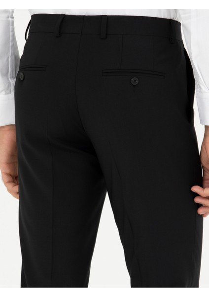 Erkek Siyah Slim Fit Yün Karışımlı Kumaş Pantolon 50277428-VR046