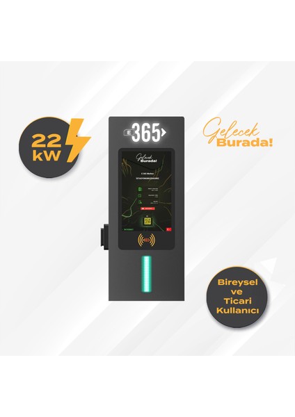 Ac Duvar Tip 10 Inç Ekranlı Mıd Sayaçlı Tek Soketli Rfıd 22KW Şarj Istasyonu