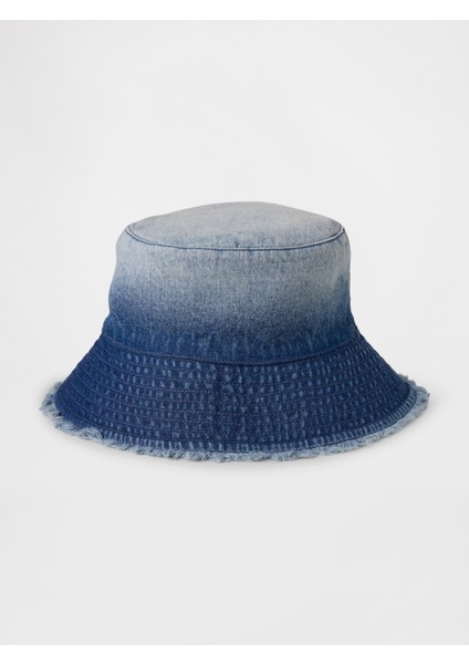 Kız Çocuk Mavi Ombre Denim Bucket Şapka