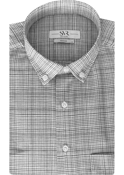 Bol Kesim Cepli Ekose Desenli Kısa Kol Erkek Gömlek