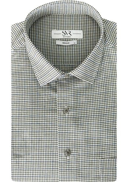 Bol Kesim Cepli Ekose Desenli Kısa Kol Erkek Gömlek