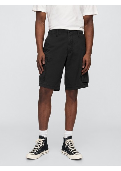Erkek Siyah 11" Essential Kargo Şort modelleri
