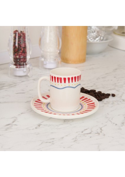 Kitchen Bon Appetit Amour 4 Parça Kahve Fincan Takımı - Renkli modelleri