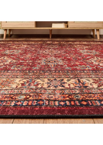 Soft Line Afgan Desenli Halı - Kırmızı - 160X230 cm