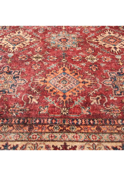 Soft Line Afgan Desenli Halı - Kırmızı - 160X230 cm