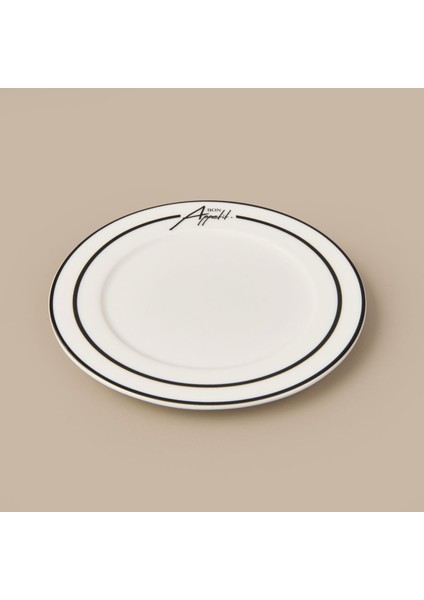 Kitchen Elegant Curves Porselen Pasta Tabağı - Siyah / Beyaz - 20 cm