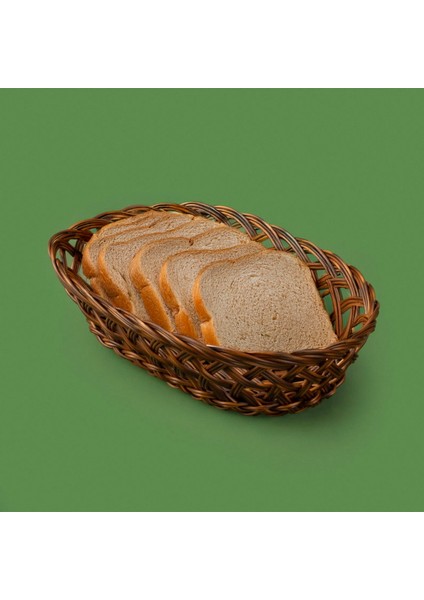 Tekli Oval Yemek Sepeti - Kahverengi - 28X20 cm