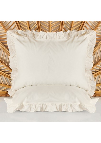 Soft Basic Fırfırlı 2'li Yastık Kılıfı - Ekru - 50X70 cm