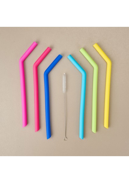 Silikon 6'lı Pipet Seti - Renkli