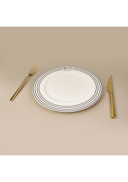 Kitchen Elegant Curves Porselen Servis Tabağı - Siyah / Beyaz - 25 cm fiyatları