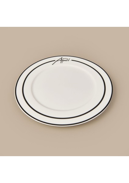 Kitchen Elegant Curves Porselen Servis Tabağı - Siyah / Beyaz - 25 cm
