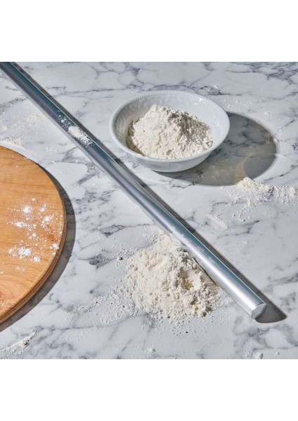 Paslanmaz Çelik Düz Oklava - Gri - 76 cm