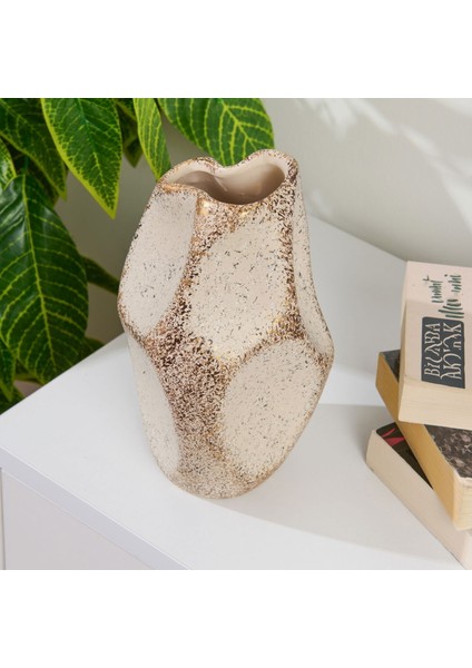 Deco Urthania Vazo - Bej / Gold - 25 cm fiyatları