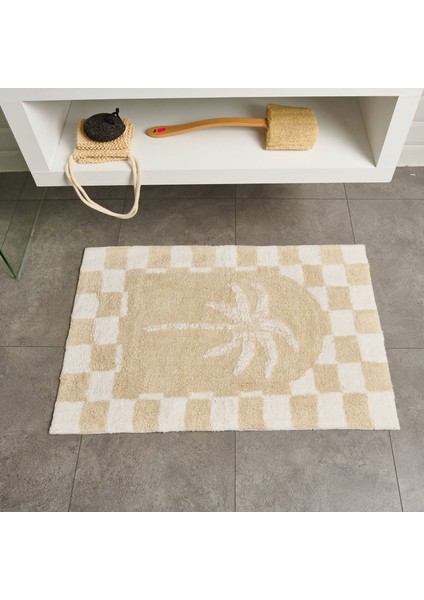 Soft Palm Tufting Banyo Paspası - Bej - 60X90 cm