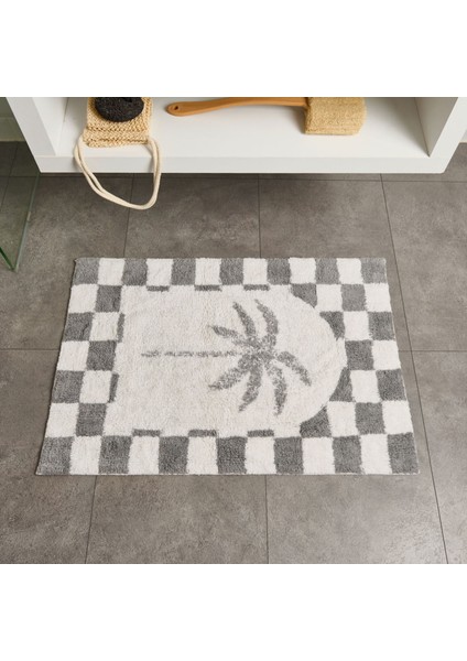 Soft Palm Tufting Banyo Paspası - Beyaz - 60X90 cm
