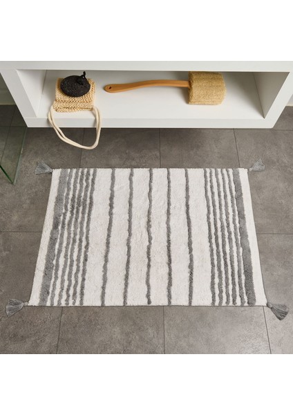 Soft Line Tufting Banyo Paspası - Beyaz - 60X90 cm