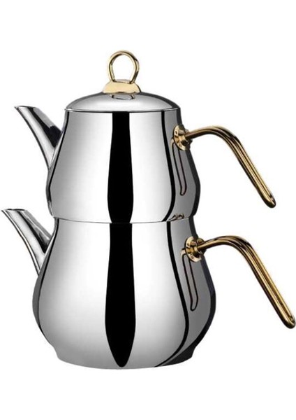 Çayeli Mini Çelik Çaydanlık Takımı - Gri / Gold - 1,2 Lt + 800 ml fiyatları