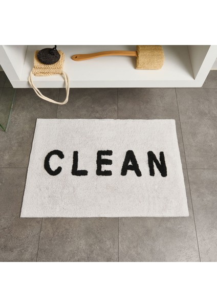 Soft Clean Tufting Banyo Paspası - Beyaz - 60X90 cm