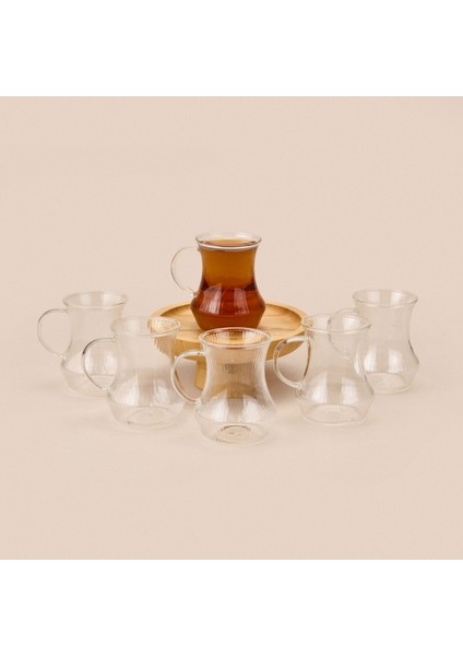 6'lı Kulplu Cam Bardak - Şeffaf