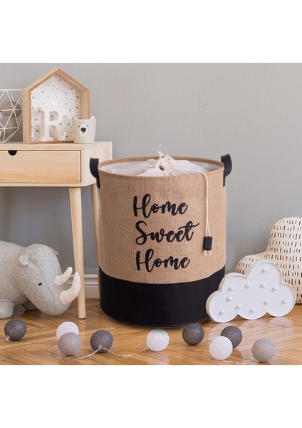 Home Altı Deri Jüt Kumaş Çamaşır Sepeti