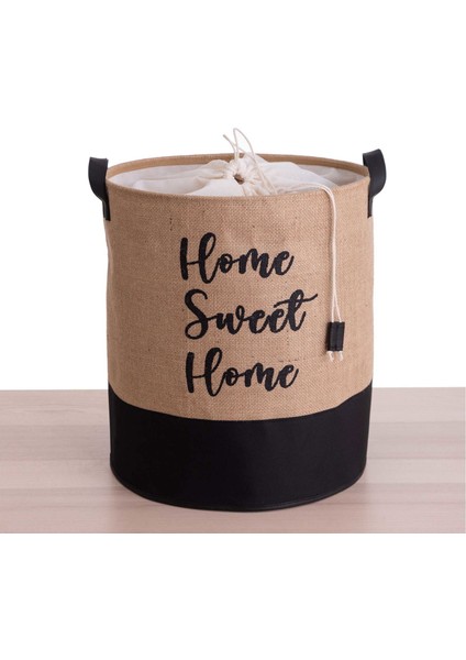 Home Altı Deri Jüt Kumaş Çamaşır Sepeti