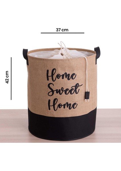 Home Altı Deri Jüt Kumaş Çamaşır Sepeti