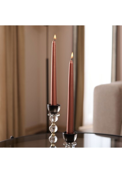 2 Li Şamdan Mumu - Bronz - 25 cm