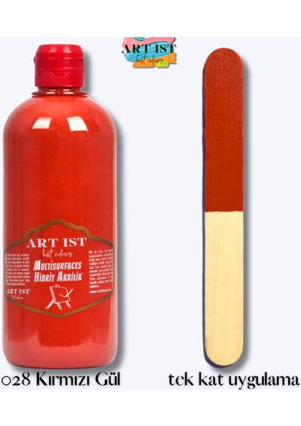 Multisurfaces Hibrit Akrilik Boyalar 500ML - 028 Kırmızı Gül