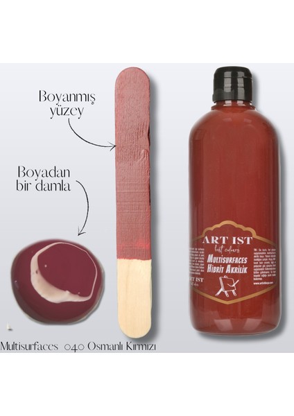 Multisurfaces Hibrit Akrilik Boyalar 500ML - 040 Osmanlı Kırmızı