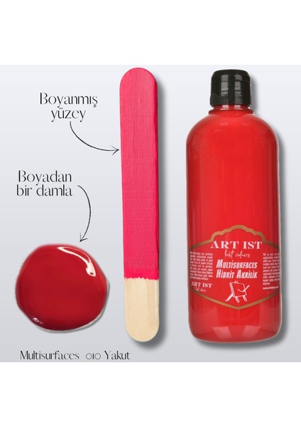 Multisurfaces Hibrit Akrilik Boyalar 500ML - 010 Yakut Kırmızı