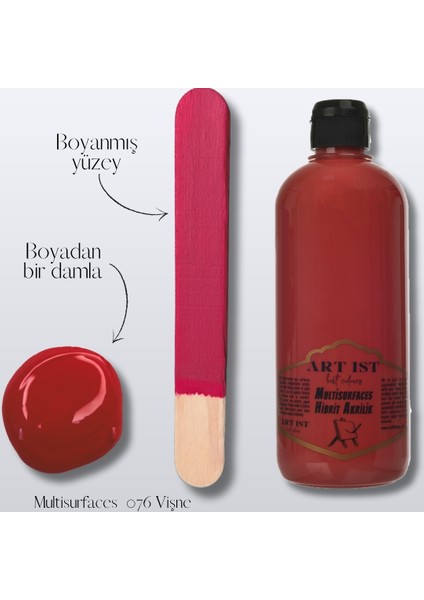 Multisurfaces Hibrit Akrilik Boyalar 500ML - 076 Vişne