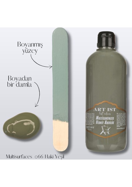 Multisurfaces Hibrit Akrilik Boyalar 500ML - 066 Haki Yeşil