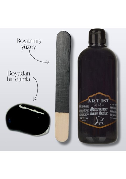 Multisurfaces Hibrit Akrilik Boyalar 500ML - 002 Siyah