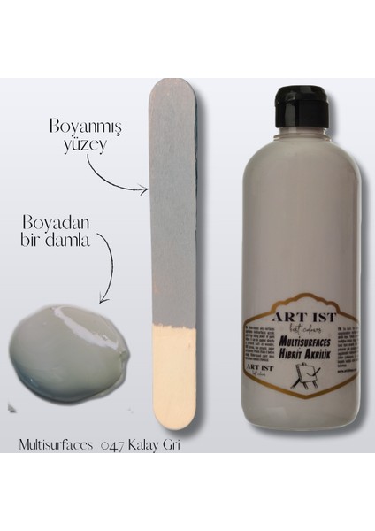 Multisurfaces Hibrit Akrilik Boyalar 500ML - 047 Kalay Gri
