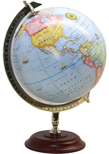 Ayaklı Dünya Küre Ev Ofis Masa Dekoru Döner Dünya Küre Mavi Modern Harita 30X40CM