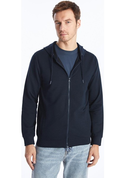 Lcwaıkıkı Classic Kapüşonlu Uzun Kollu Erkek Fermuarlı Sweatshirt