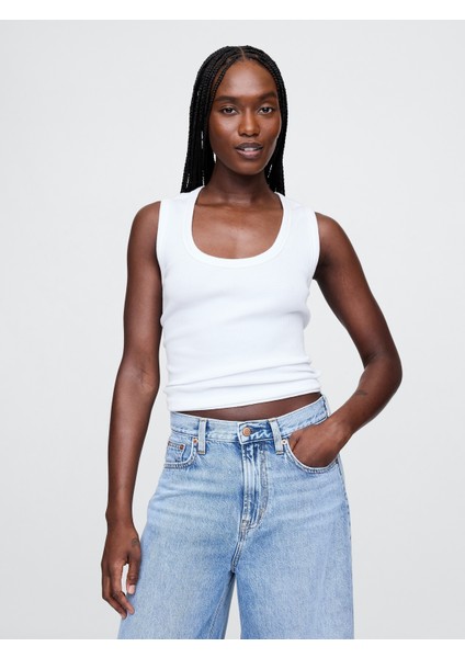 Kadın Beyaz Fitilli Halter Yaka Atlet