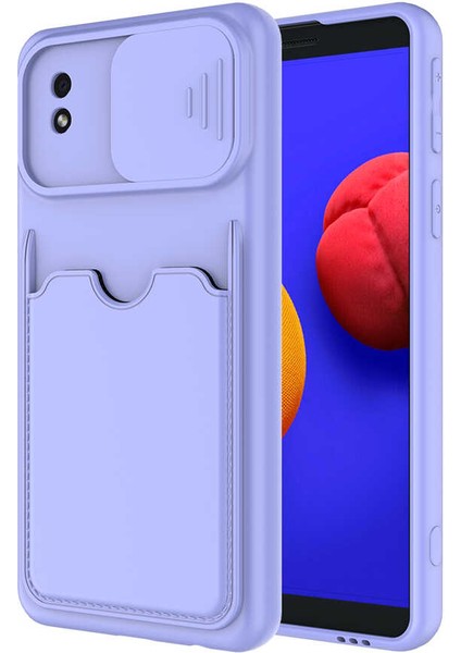 Galaxy A01 Core Kılıf ​renkli Kartlıklı Esnek Kırılmaz Sert Silikon Kartix Kapak