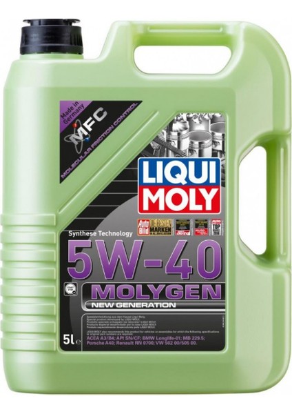 Molygen New Generation 5W -40 ( 5 Litre ) Yeni Üretim Tarihli