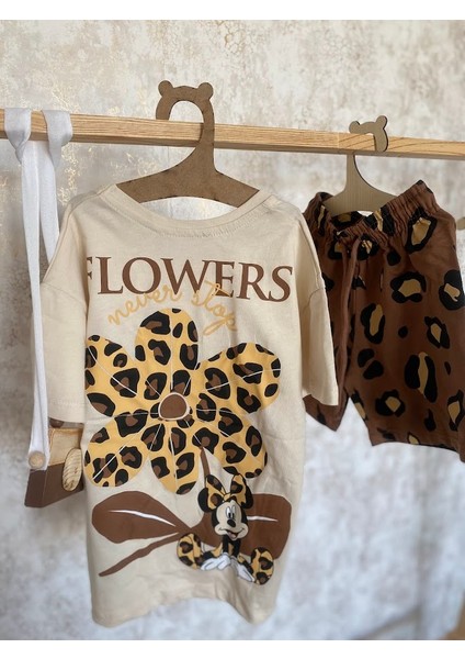 Kız Çocuk Minnie Mouse Baskılı Tişört ve Leopar Desenli Şort Takım fiyatları