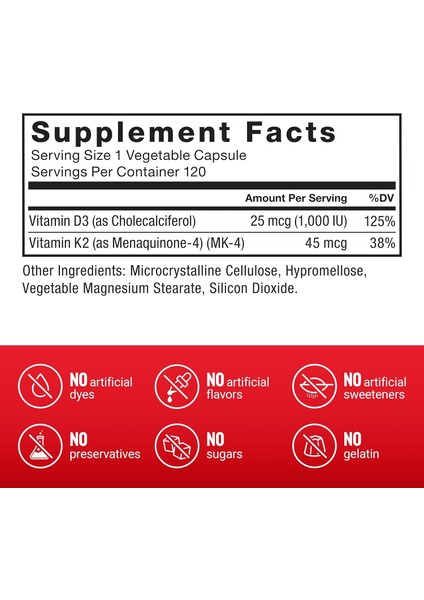 Vitamin D3 K2 120 Caps