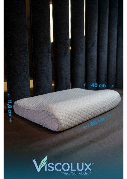 Xl Mega Boy Ortopedik Yastık - Boyun Destekli Visco Yastık 60X40X11/8 Mavi