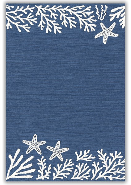 Denizyıldızı Desenli Mavi Dijital Baskılı Dokuma Kaymaz Tabanlı Yıkanabilir Antialerjik Oturma Odası Halısı fiyatları