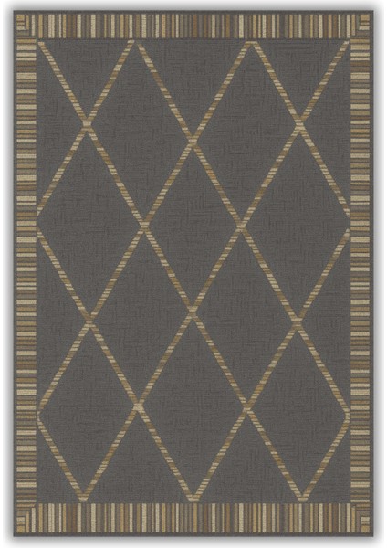 Baklava Dilimli Geometrik Desenli Kahverengi Dijital Baskılı Dokuma Kaymaz Tabanlı Yıkanabilir Yazlık Halısı fiyatları