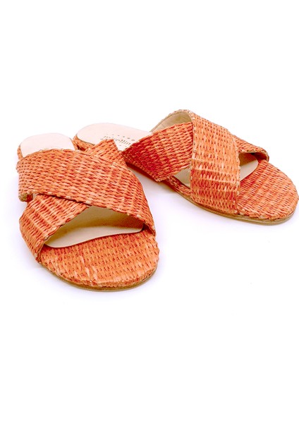 Hasır Örgü Turuncu Barefoot Terlik