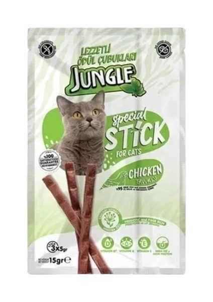 Jungle Tavuklu Stick Kedi Ödülü 3 Adet 5 gr