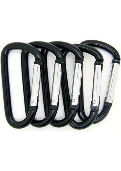 Siyah Karabina Askı Kancası 10 Adet Outdoor Sırt Çantası Anahtarlık