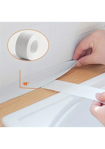 Beyaz Pvc Sızdırmazlık Kenar Bantı Duşakabin Tuvalet Lavabo